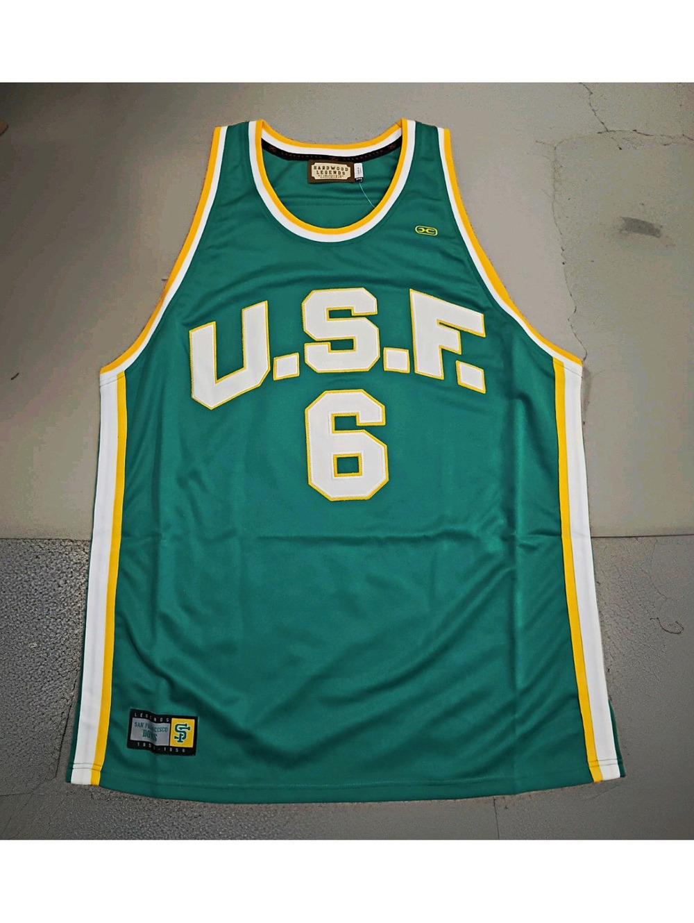 Hardwood Legends San Francisco Dons Russell #6 Green Basketball Jersey Men’s 3XL